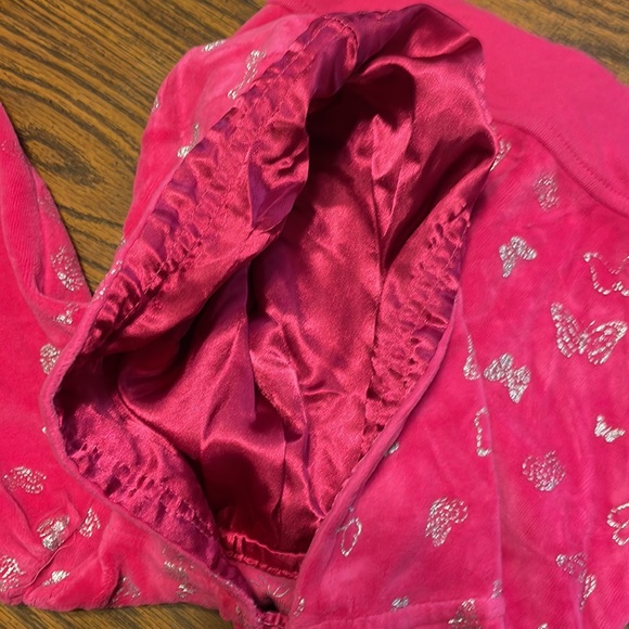 Girls 3t Arizona pink and silver butterfly my zip up hoodie with ruffle pockets - Picture 6 of 6